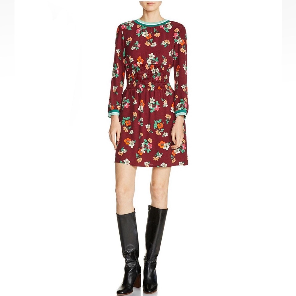 Maje Floral print Long Sleeve Mini Dress size 1